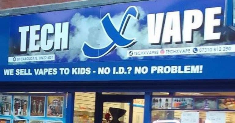Vandals Put Up Sign On Vape Store Saying “we Sell To Kids