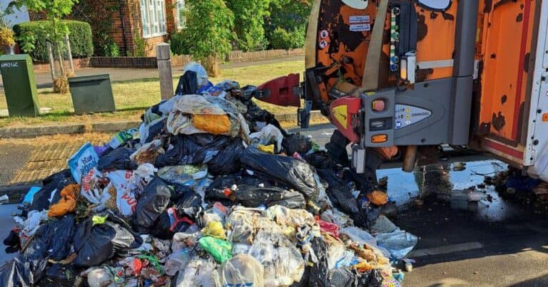 Tonnes Of Rubbish Dumped In Street After Bin Lorry Fire Caused By