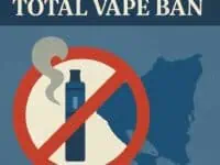 No vaping sign with a bottle and vapor crossed out in Nicaragua.