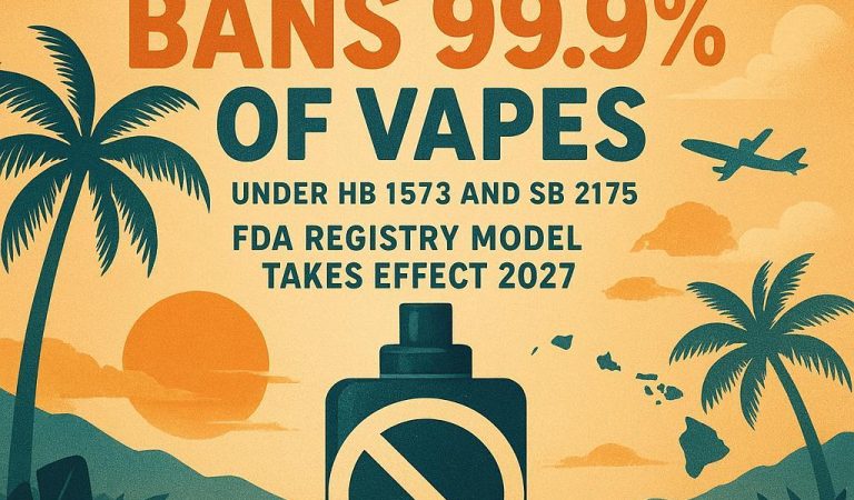 Hawaii Bans 99.9% of Vapes Under HB 1573 and SB 2175 — FDA Registry Model Takes Effect 2027