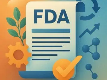 FDA document with checkmark and vaping-related icons in background.