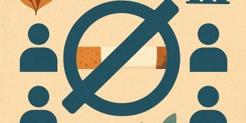 Vape health warning symbol with leaves and growth icons.