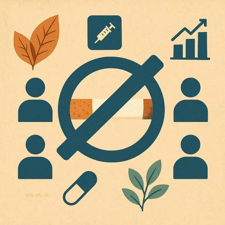 Vape health warning symbol with leaves and growth icons.